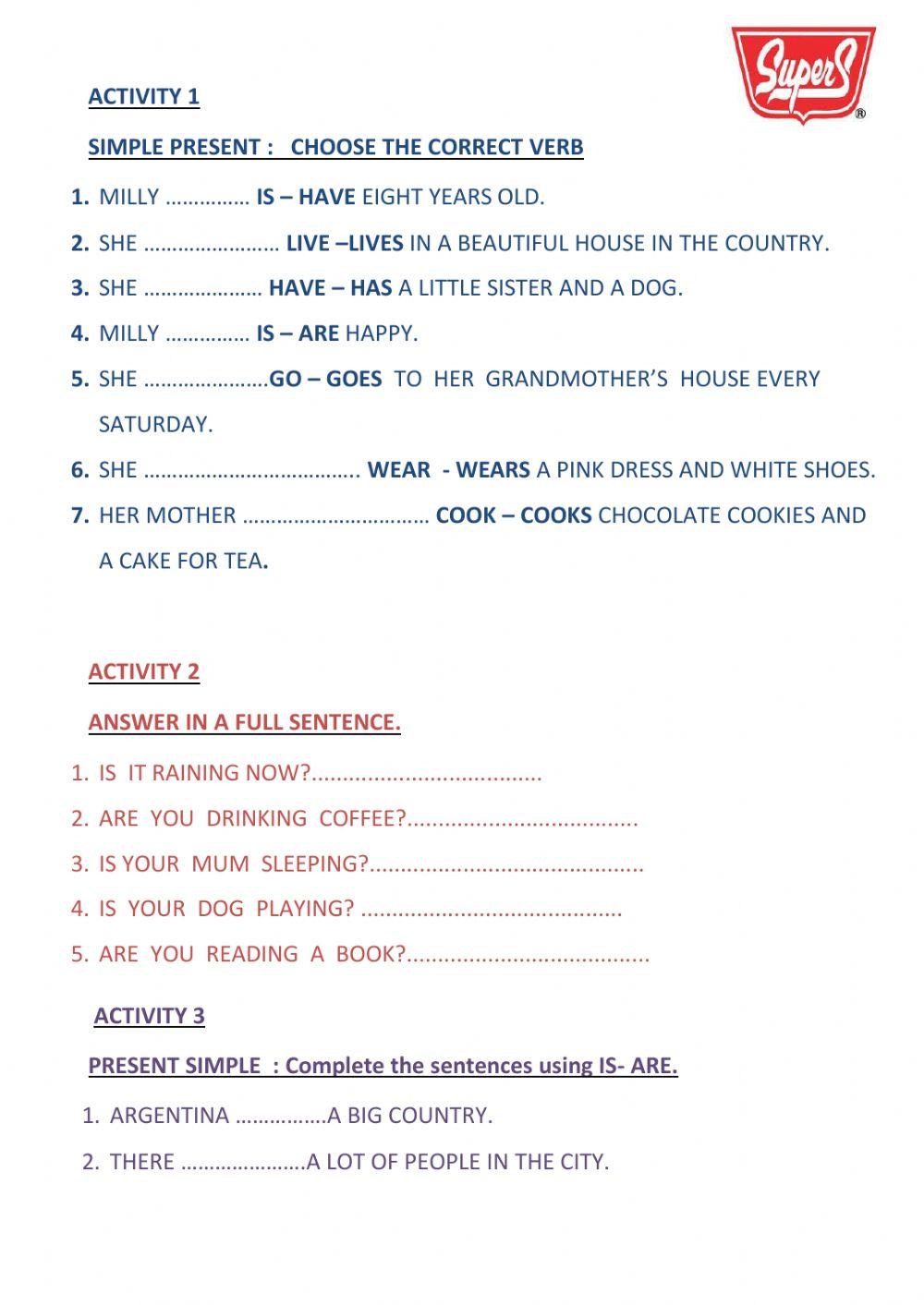 Revision simple prese - pres cont