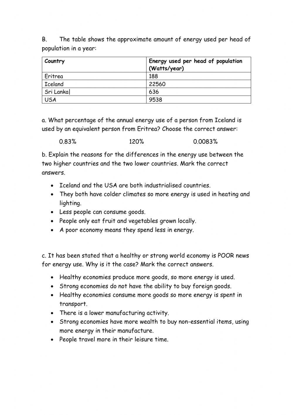 The demand for energy
