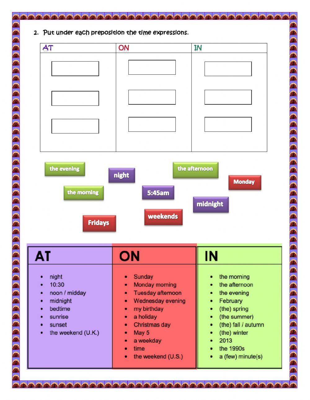 Prepositions of time