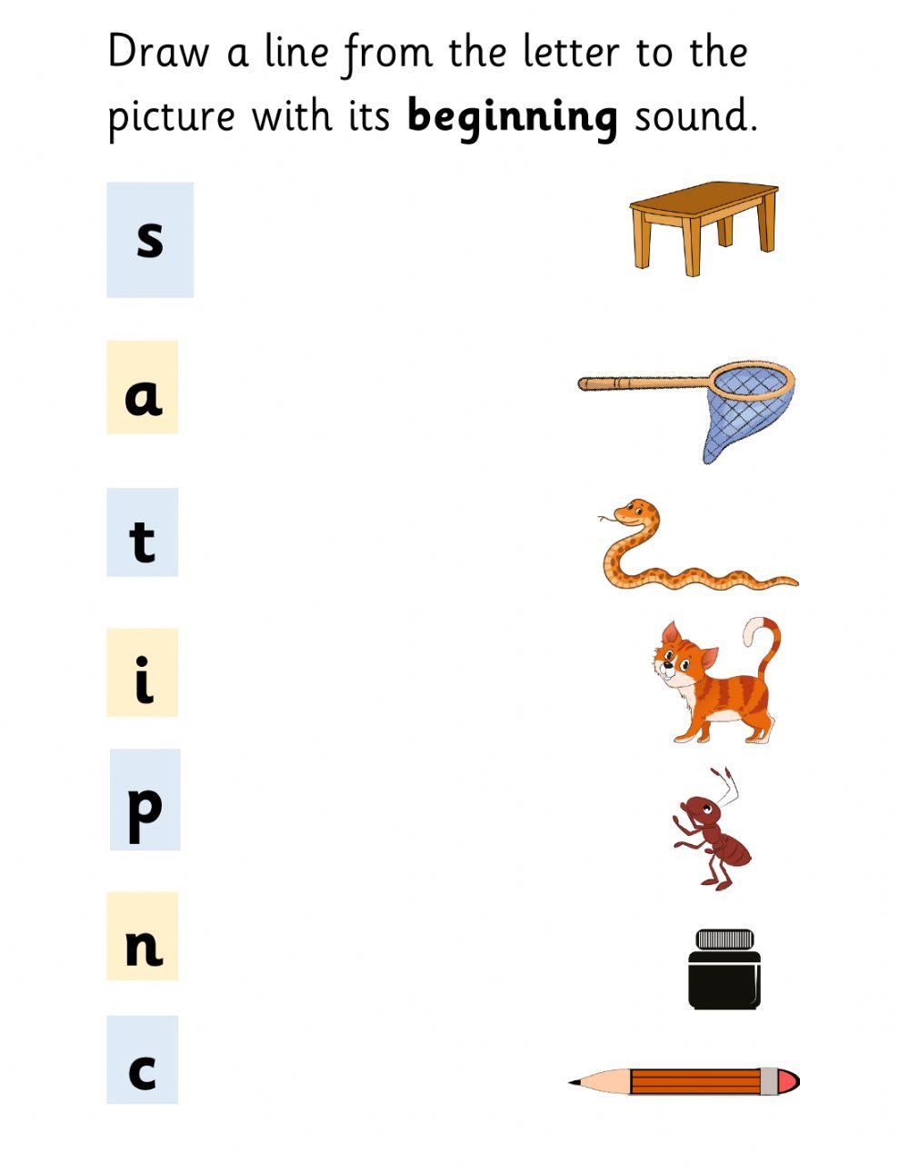 BEGINNING SOUND S A T I P N C online exercise for Live Worksheets