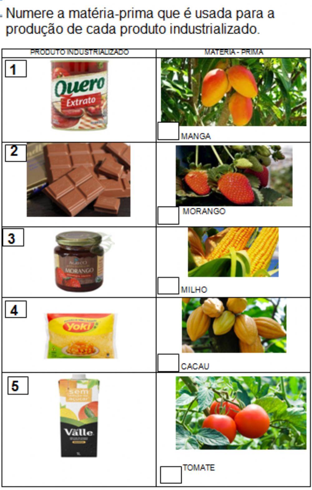 Matéria prima - produtos industrializados
