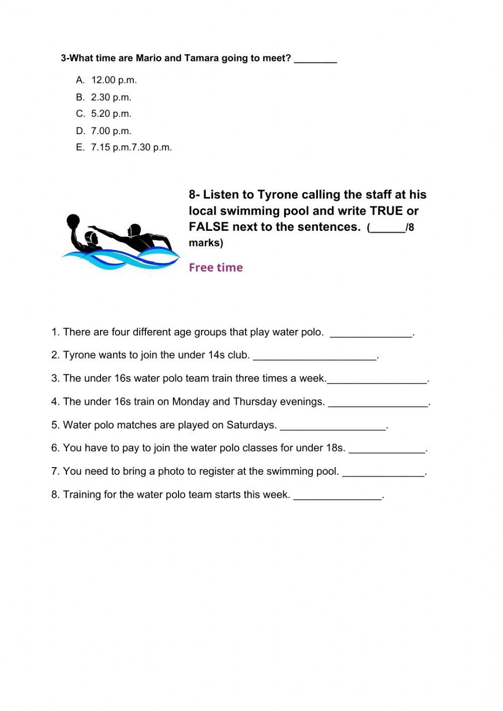 Make up test choices elementary modules 5 6 and 7 online exercise for