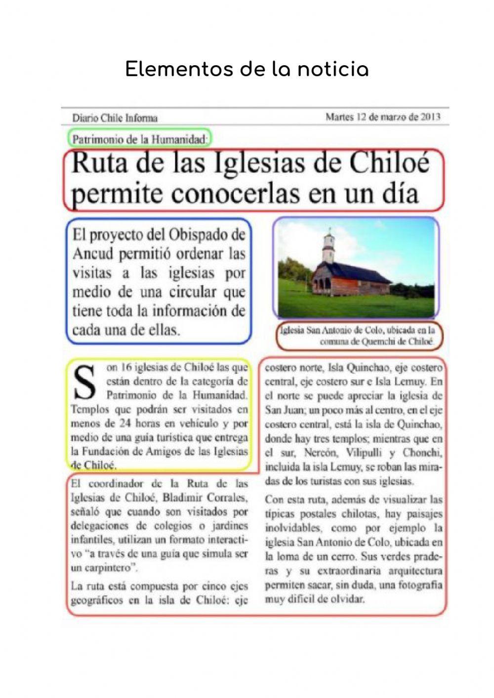 Elementos de la nota informativa