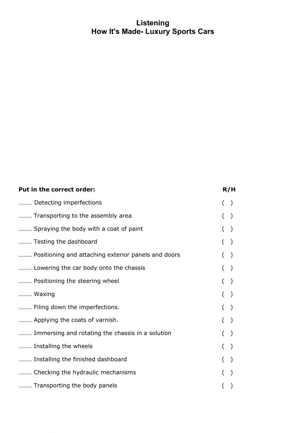 How it's made-Luxury cars Listening 