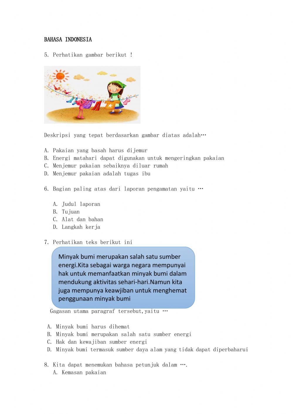 Soal PTS kelas 4 tema 2