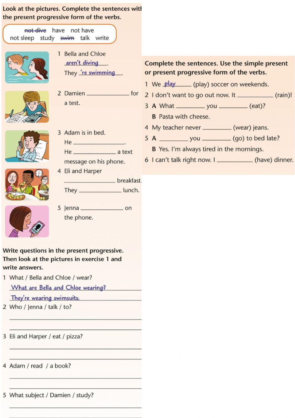 Present simple-present continuous: METRO 1