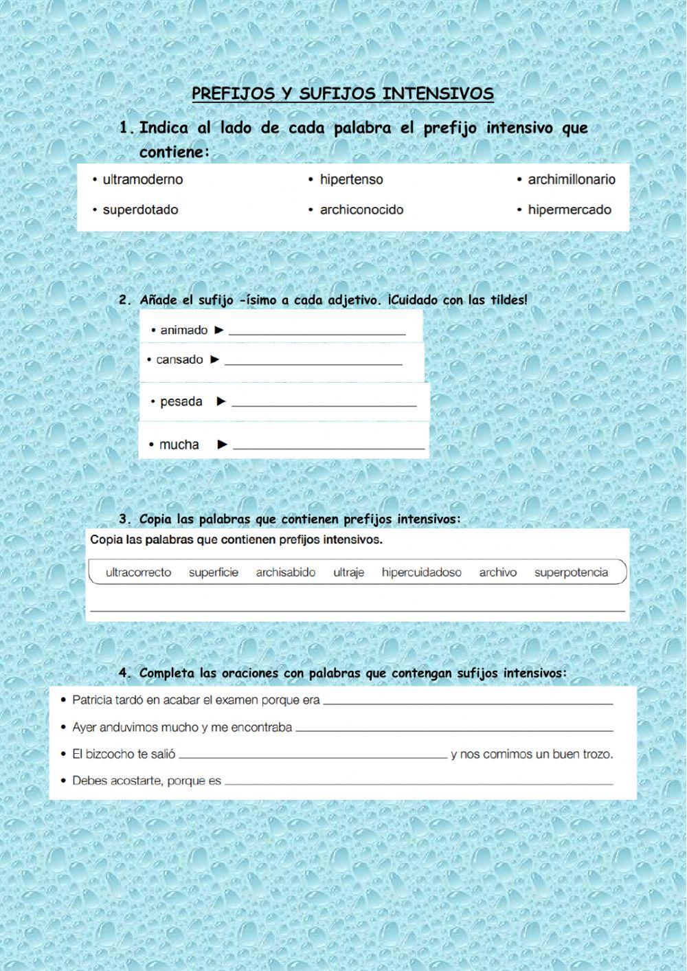 Prefijos y sufijos intensivos