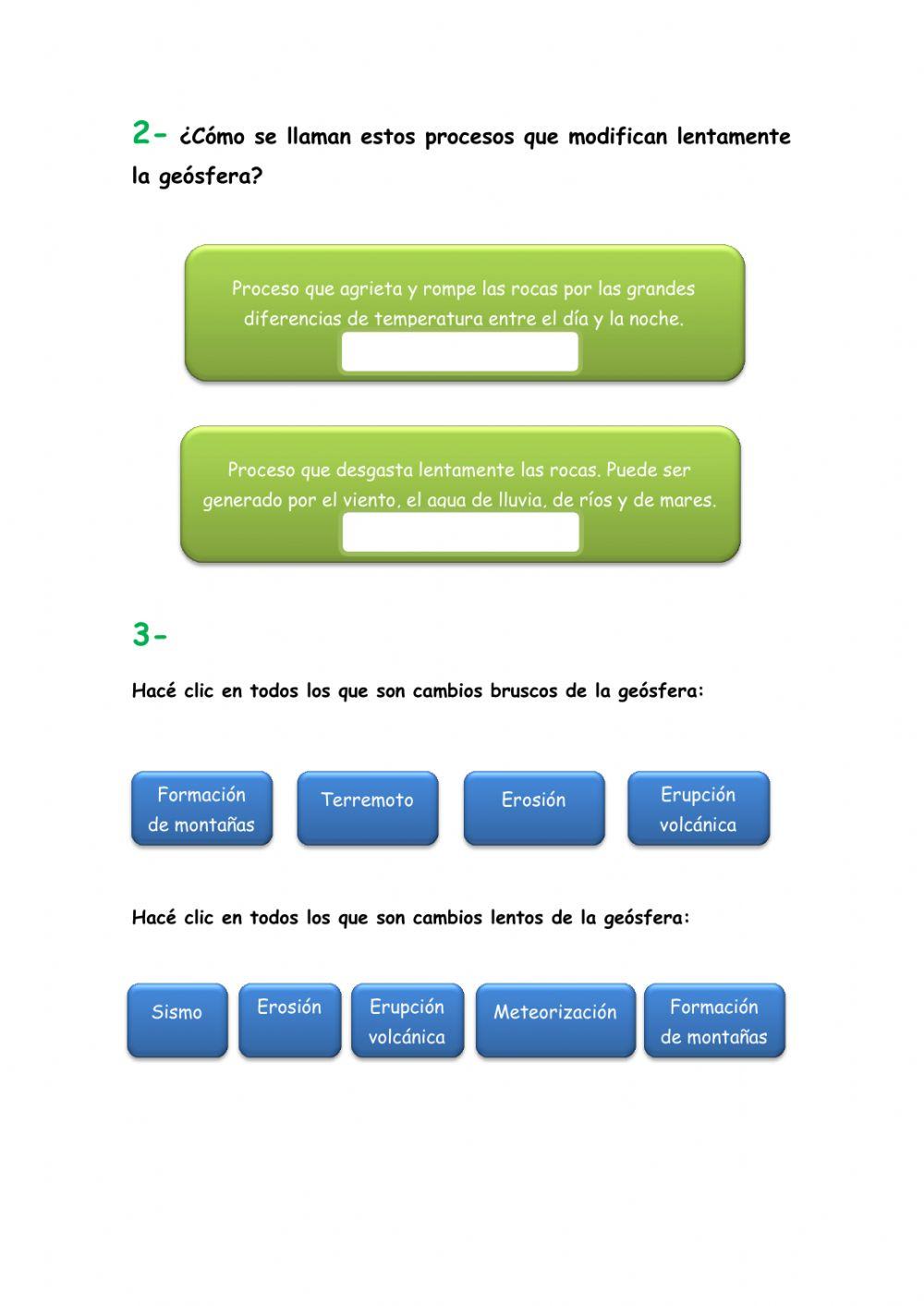 Cambios en la geósfera