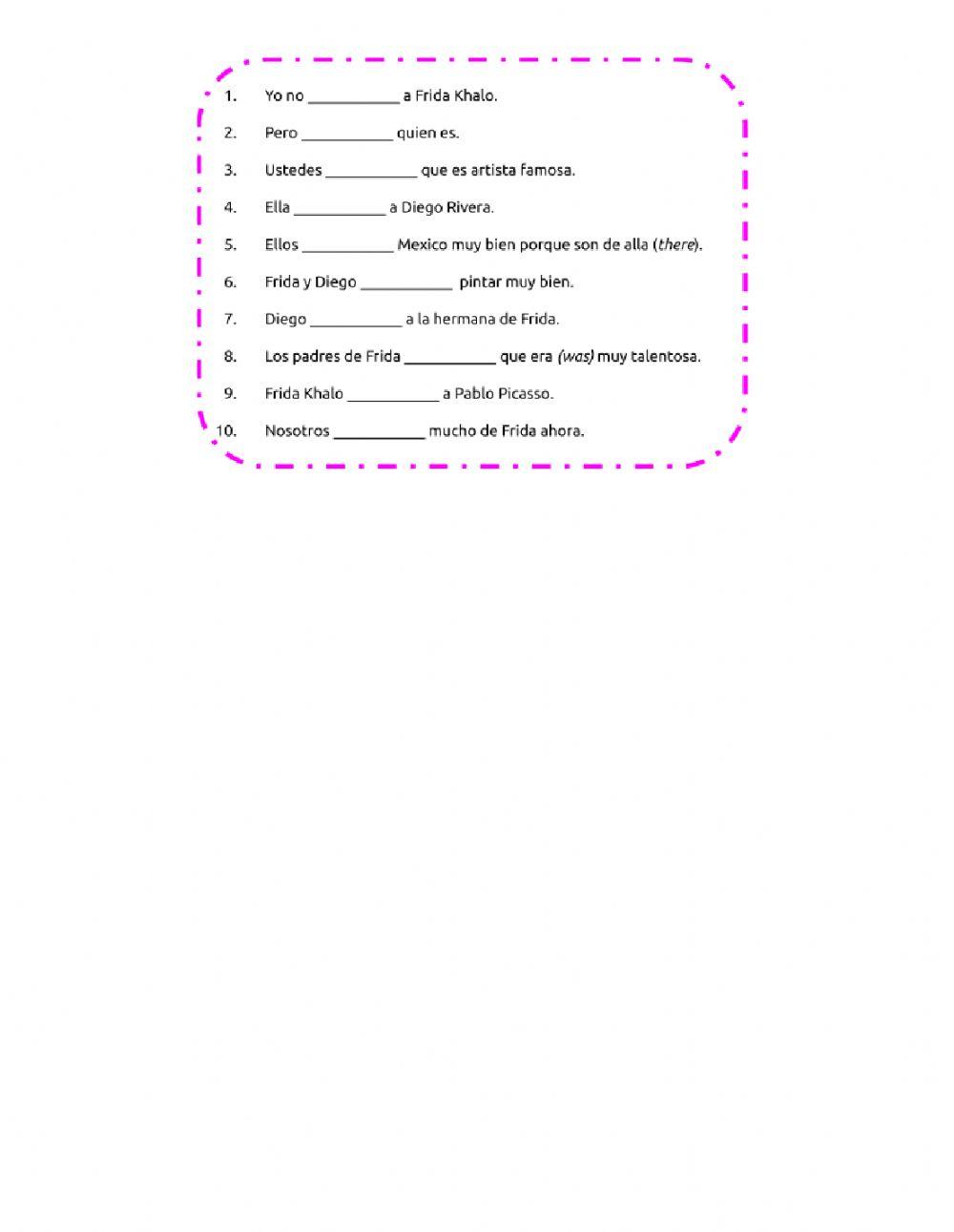 Frida Saber Conocer worksheet Live Worksheets