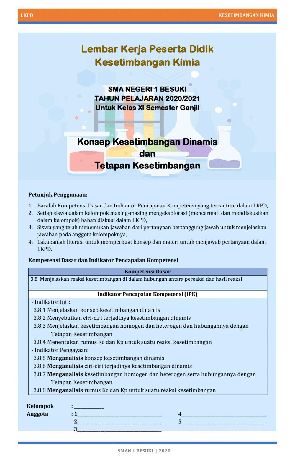 LKPD Kimia-Kesetimbangan