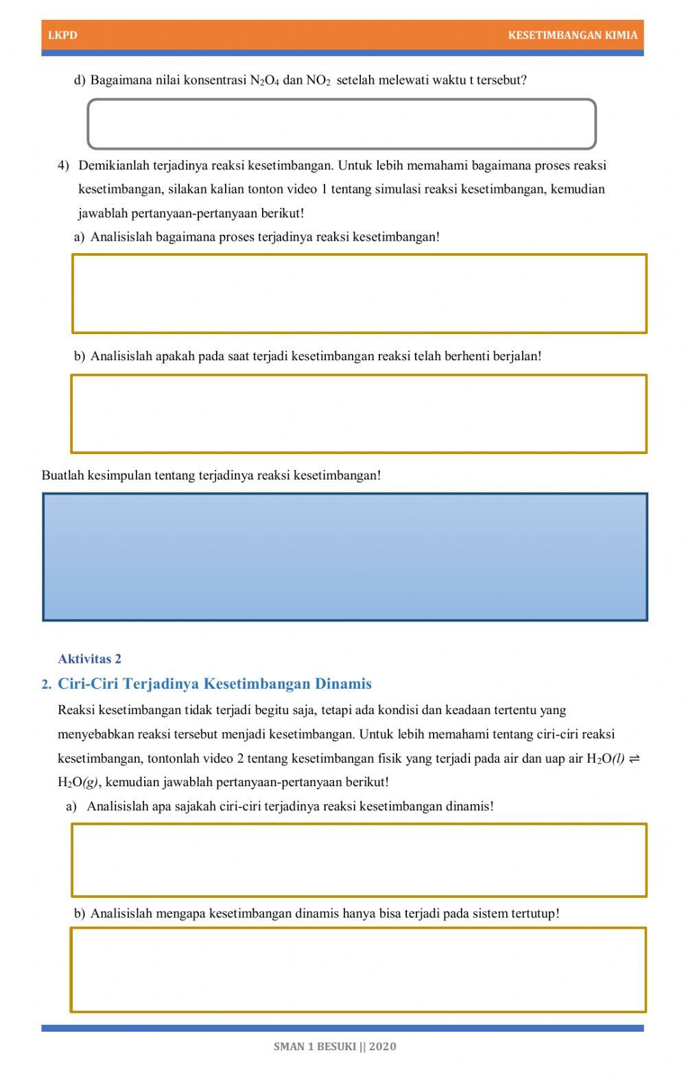 LKPD Kimia-Kesetimbangan