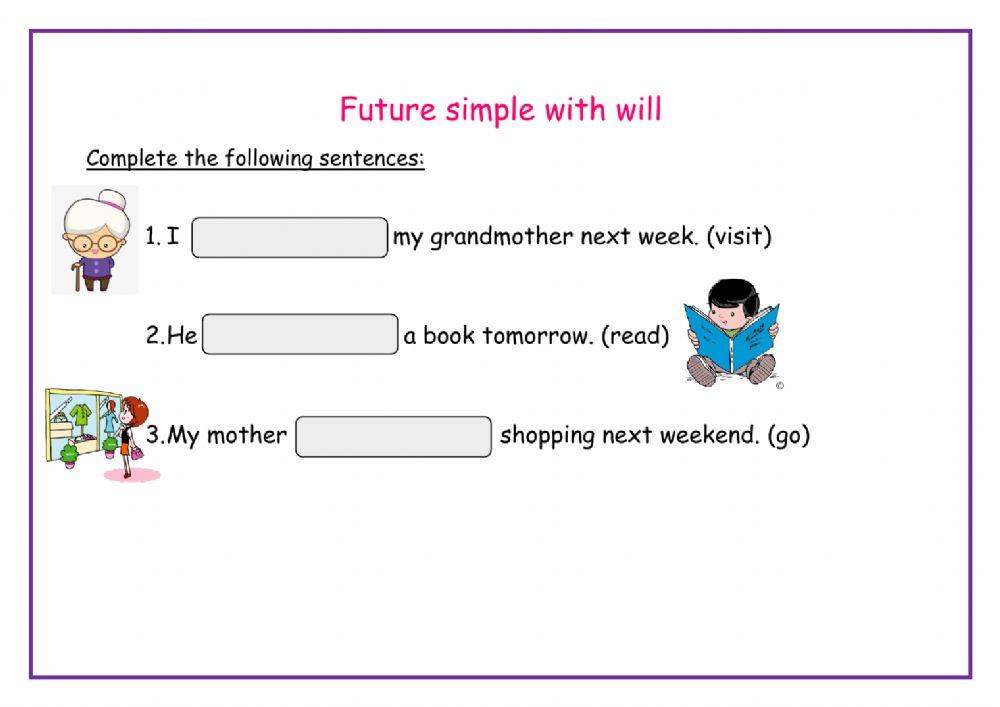 Future simple with will worksheet live worksheets
