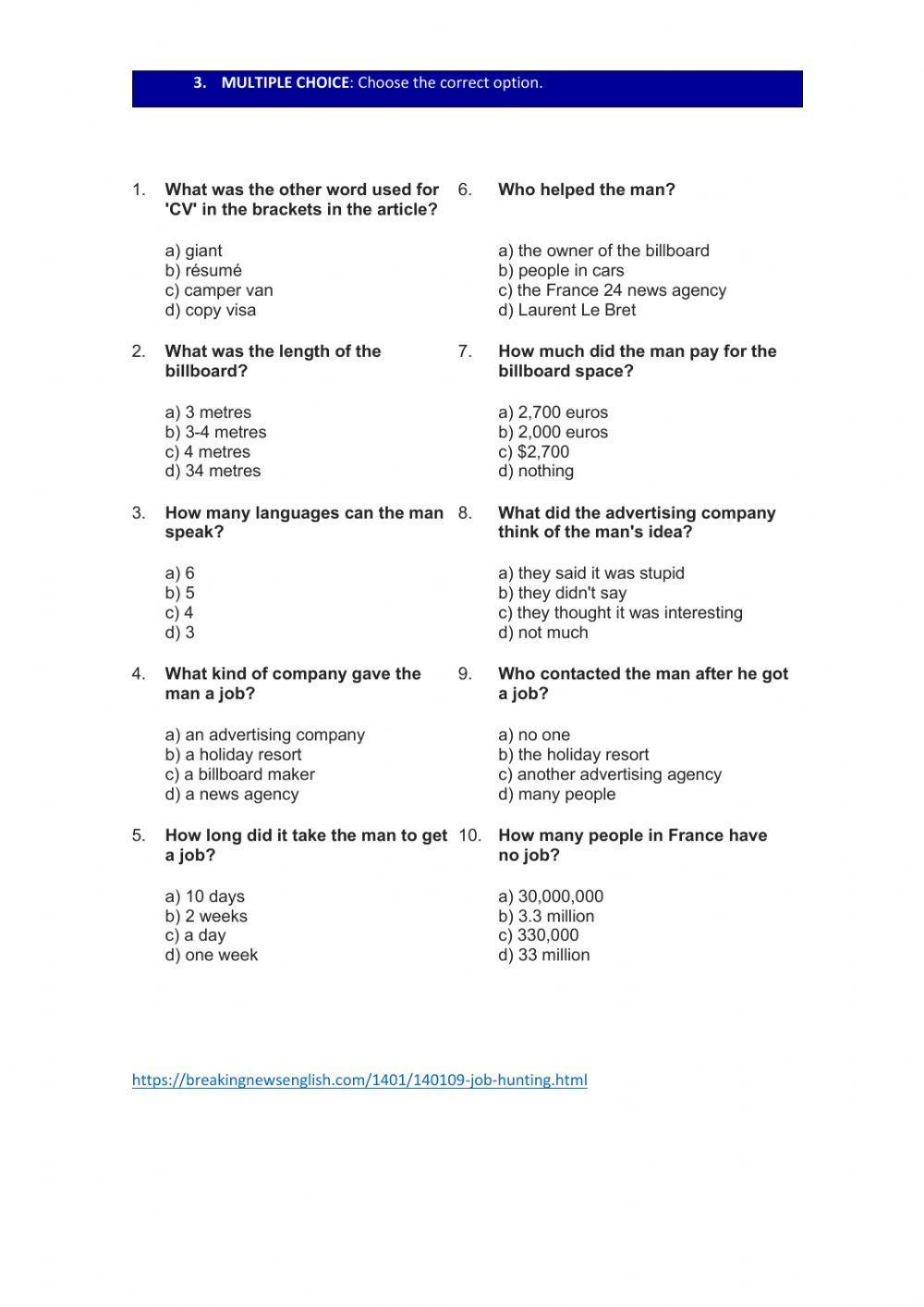 Listening 11th grade jobs