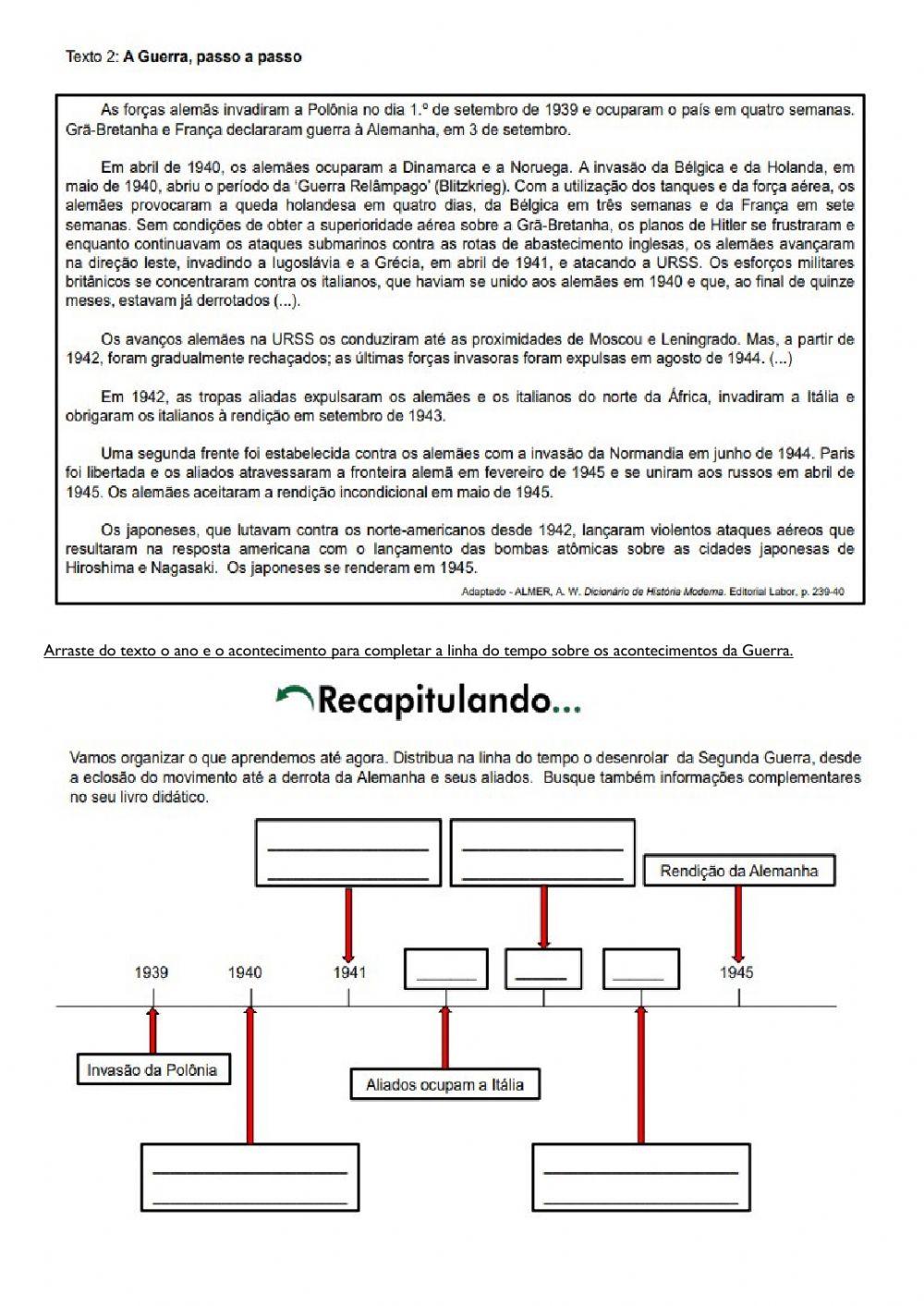 Recuperação História 9 ano
