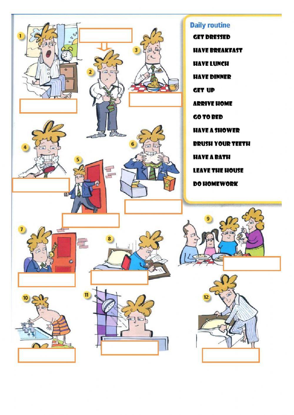 Daily routines vocabulary