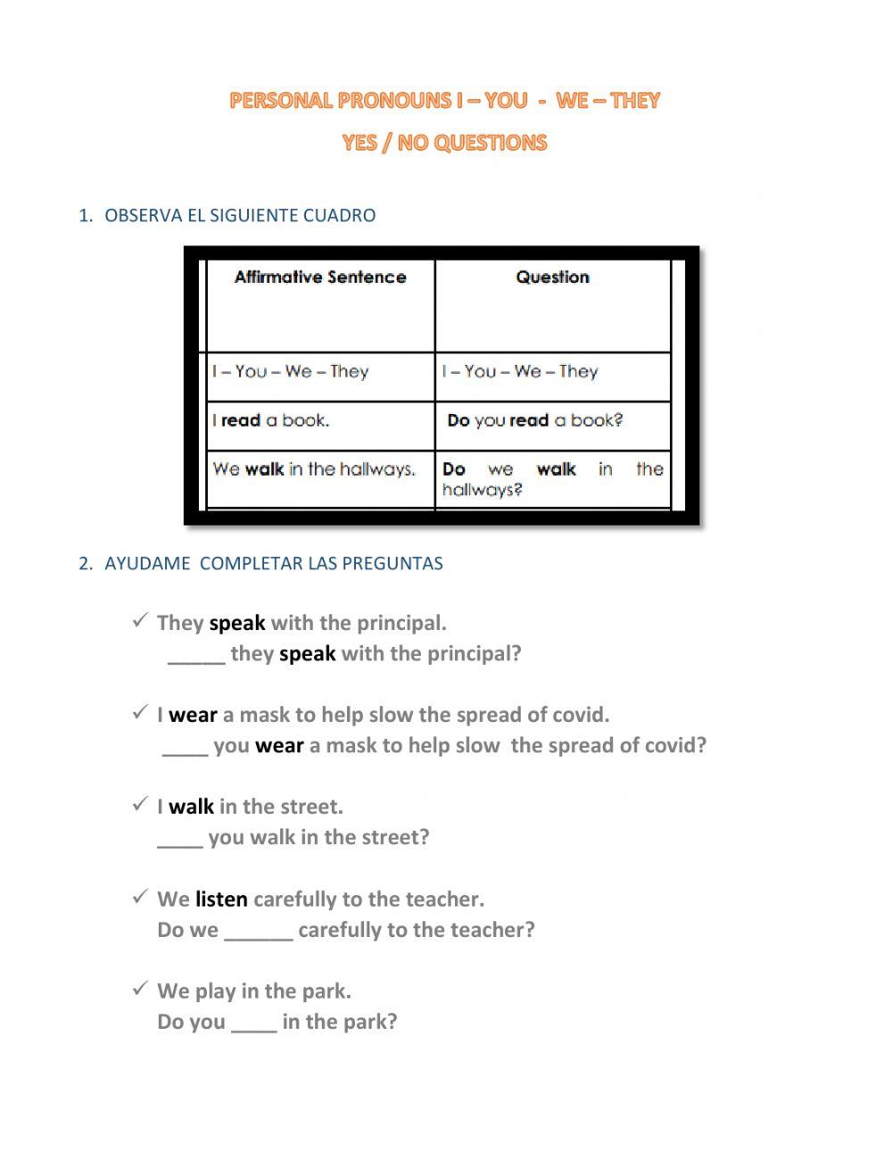 I, we, you, the,questions