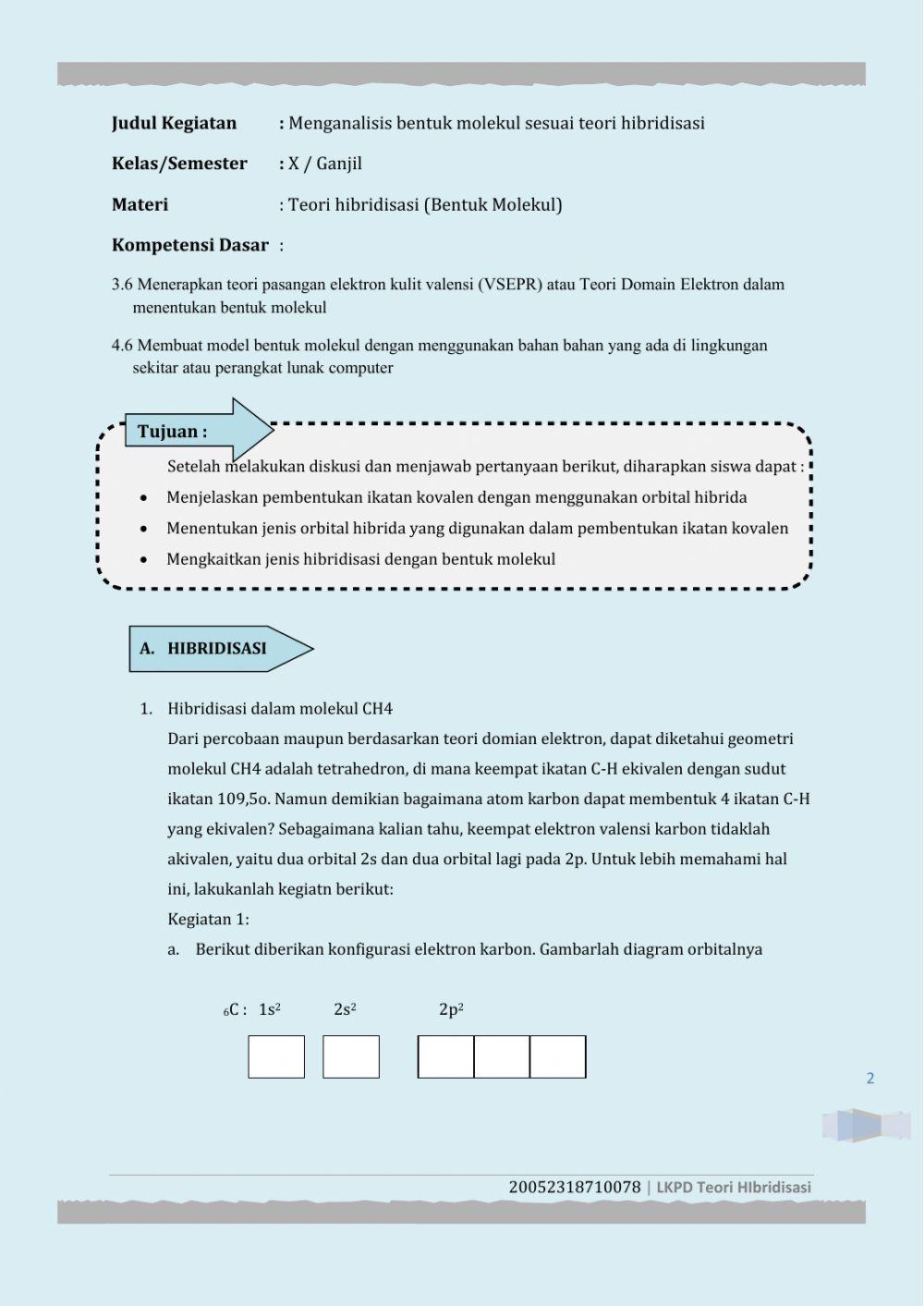 LKPD Teori hibridisasi
