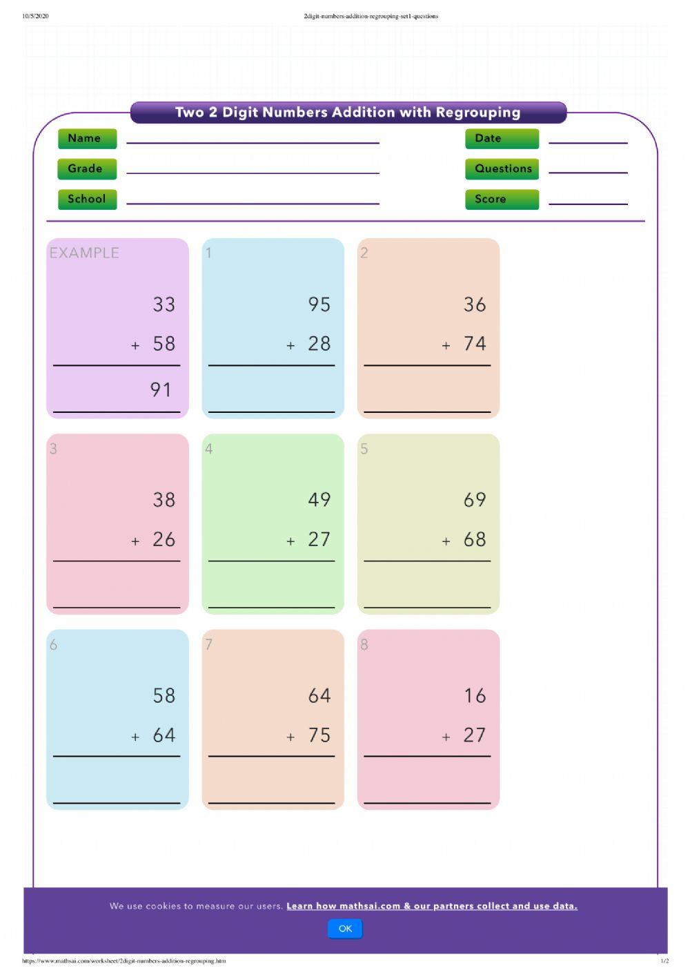 Adding 2 digits-Regrouping
