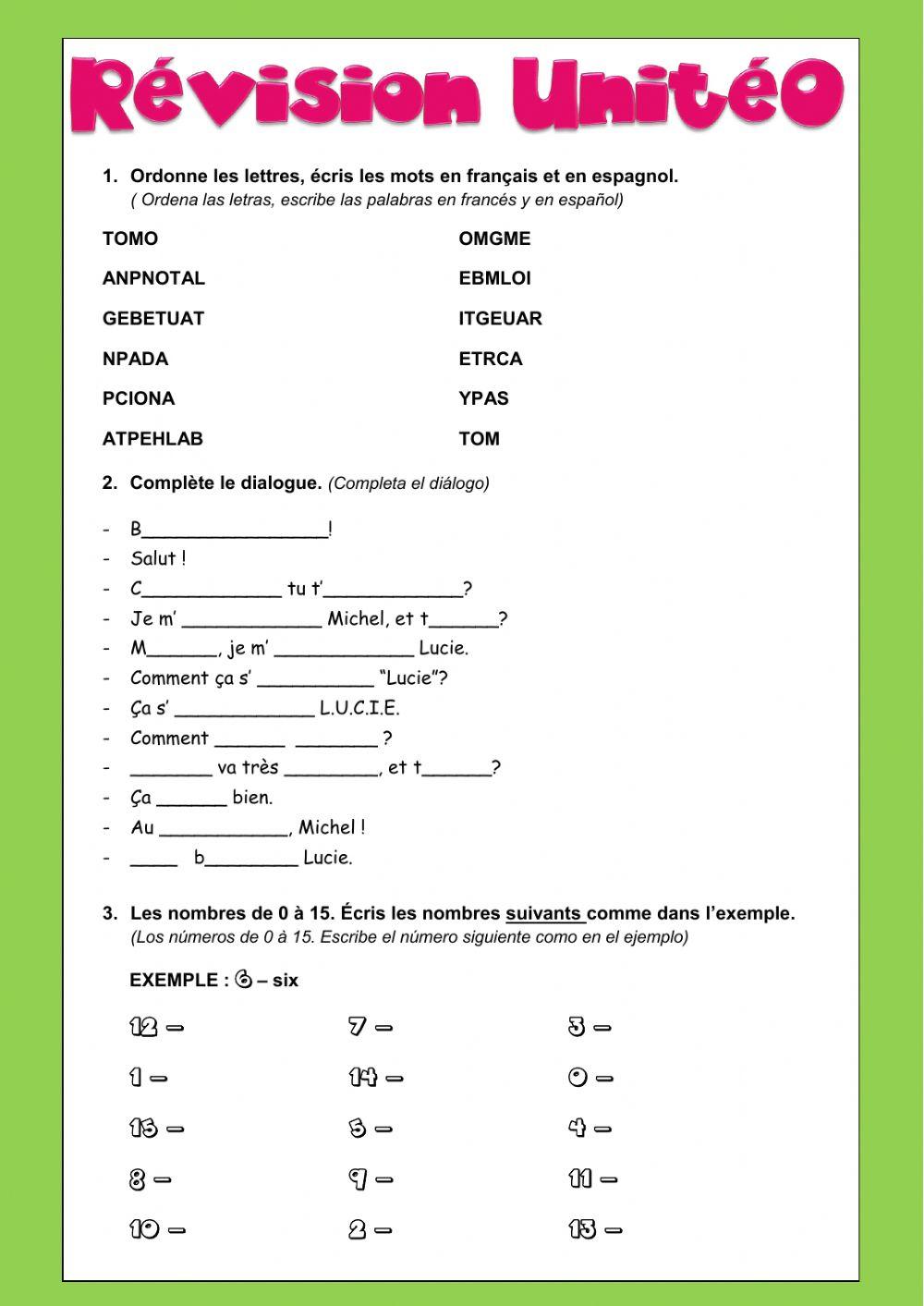 Révision Unité 0