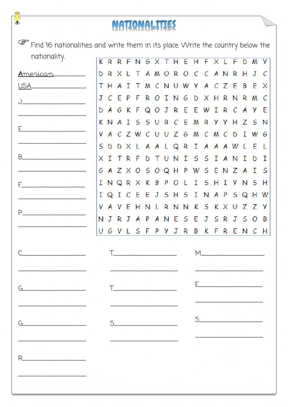 Countries and nationalities