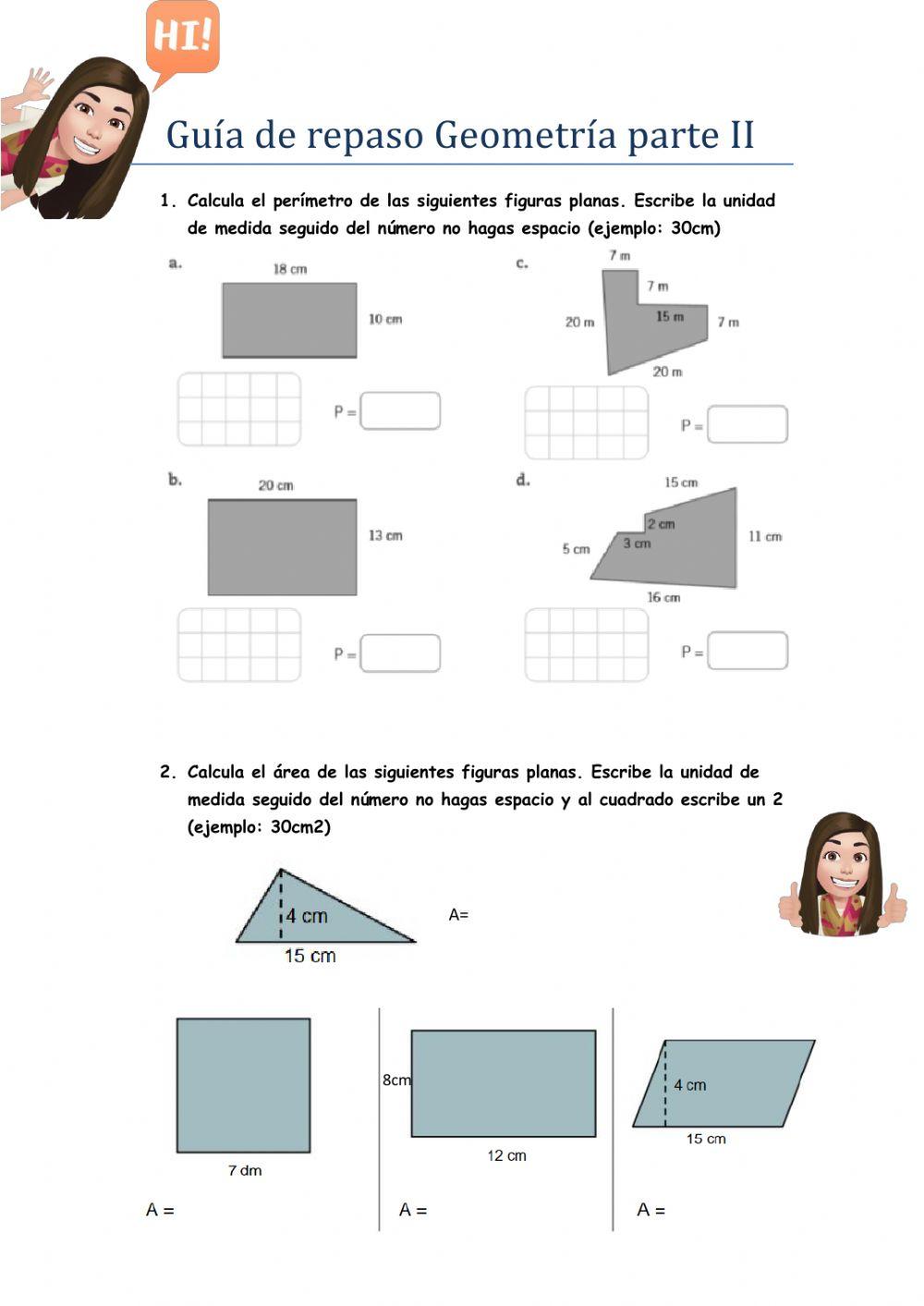 Guia repaso perímetro, área pares ordenados