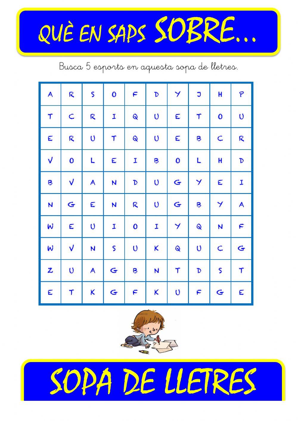 Que saps sobre...Sopa de lletres-Esports