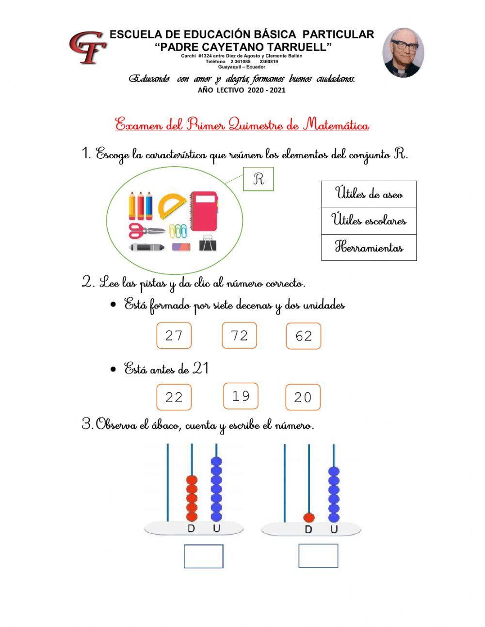Examen primer quimestre
