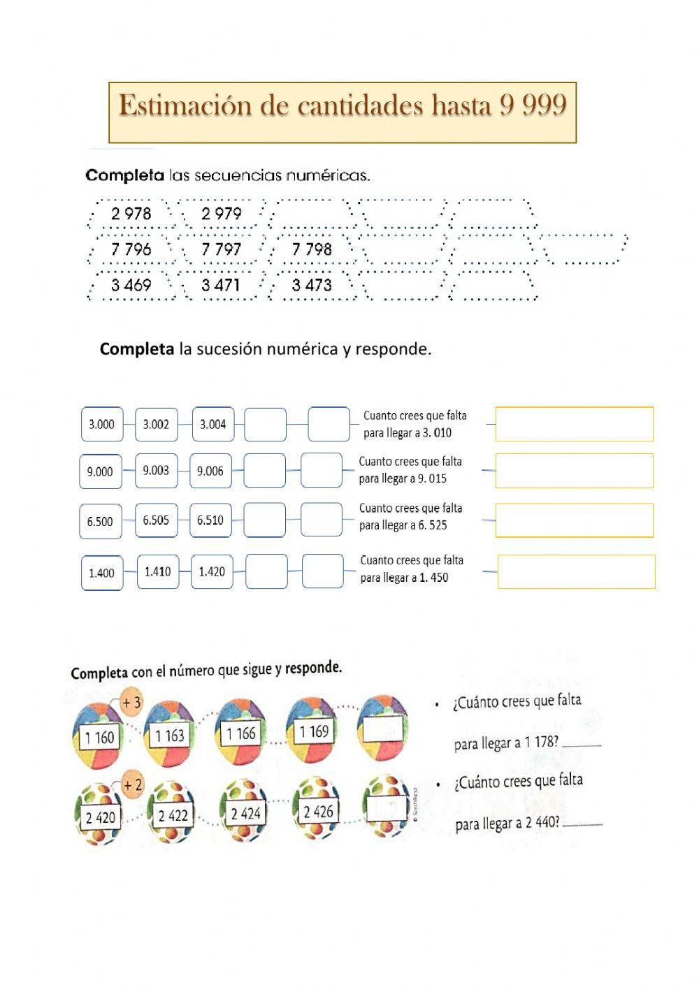 Estimación de cantidades hasta 9 999