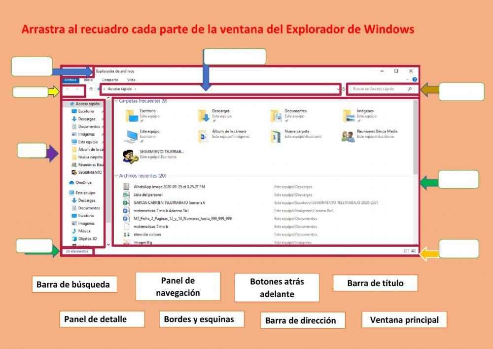 Partes de la ventana del Explorador