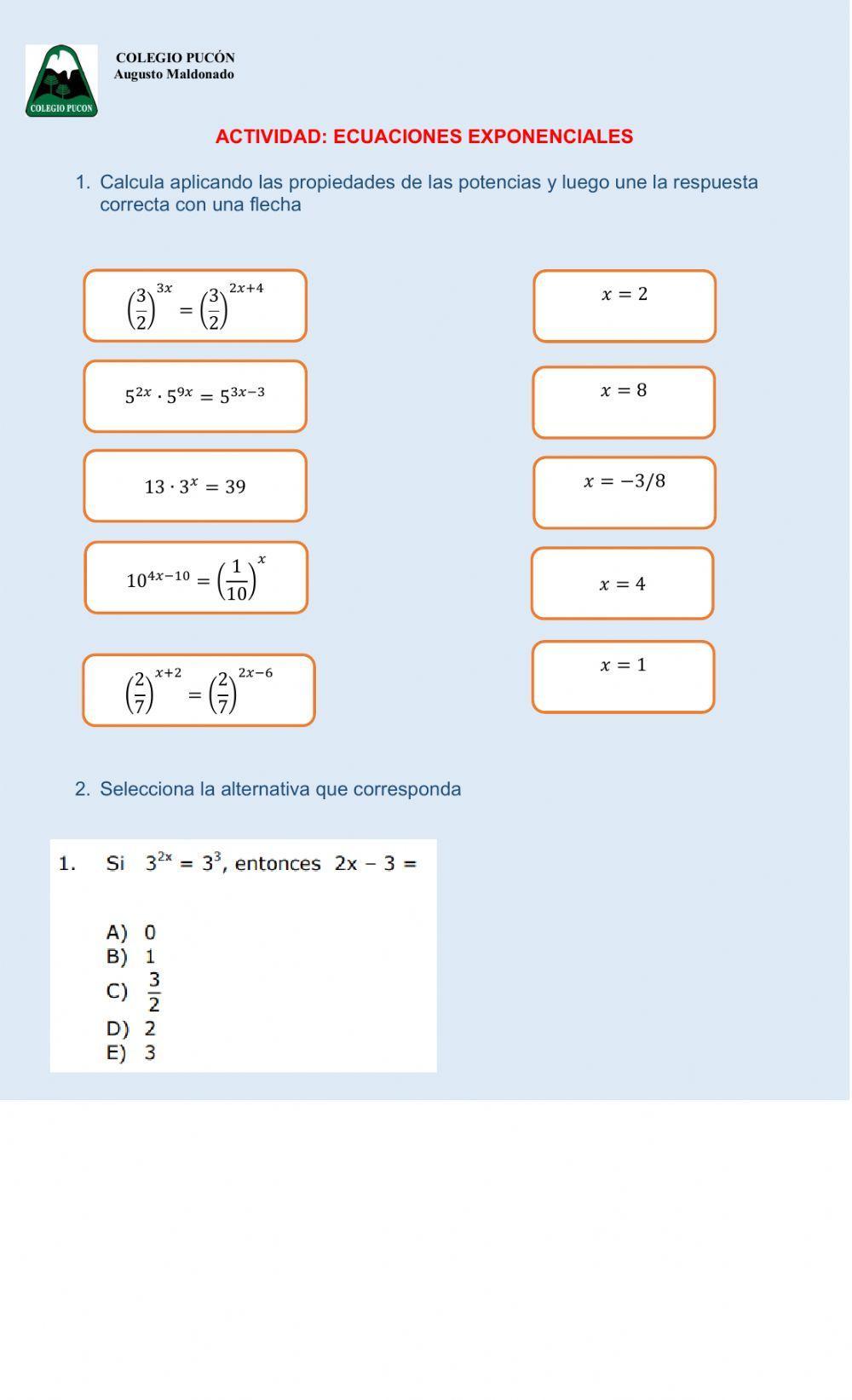 Ecuaciones exponenciales
