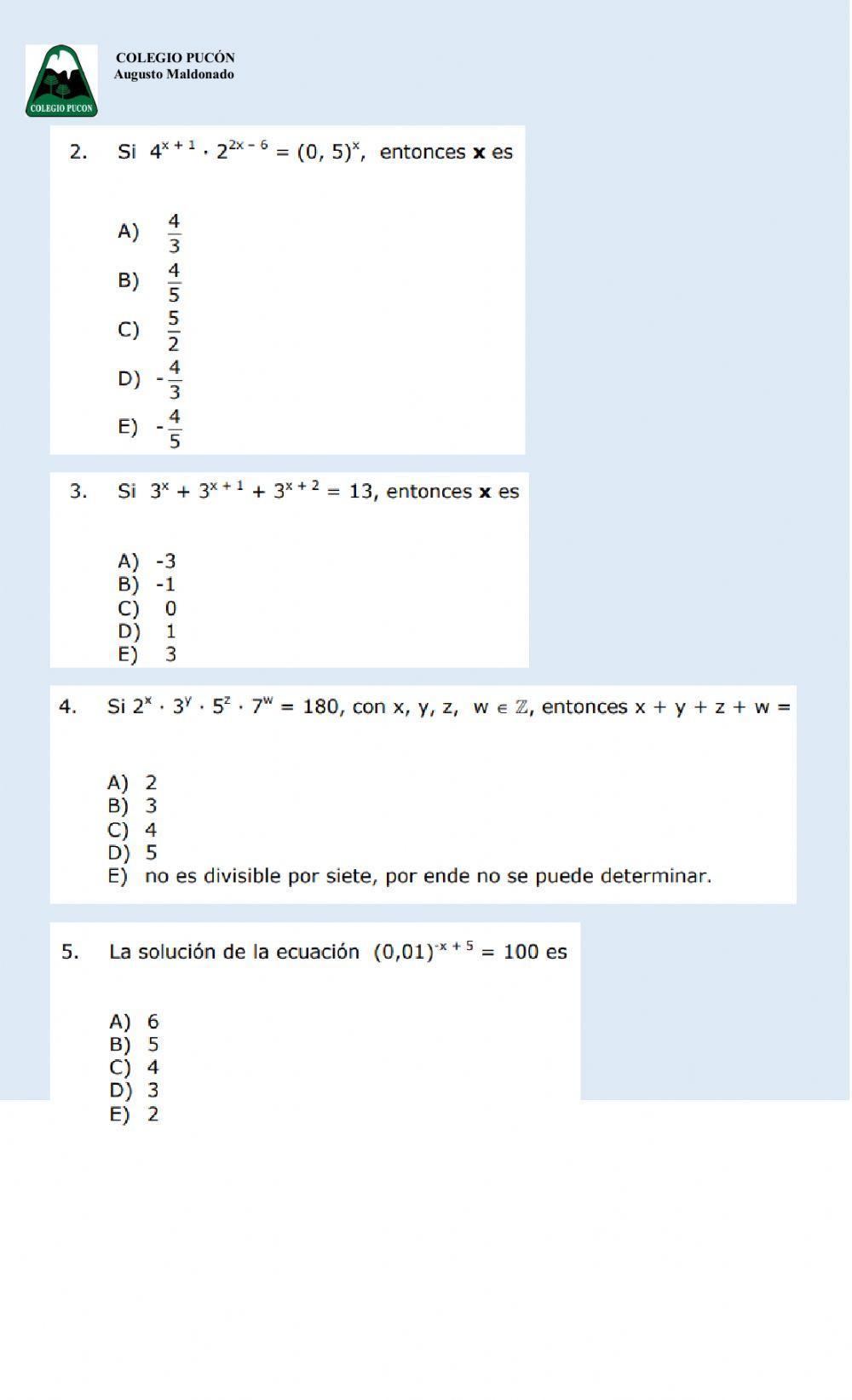 Ecuaciones exponenciales