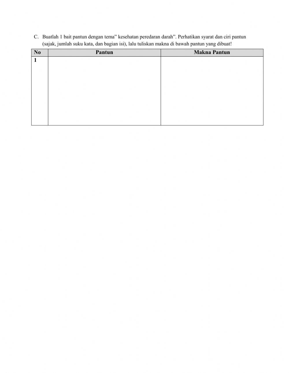 LKPD Tema 4 Kelas 5 - Muatan Bahasa Indonesia  Membuat Pantun