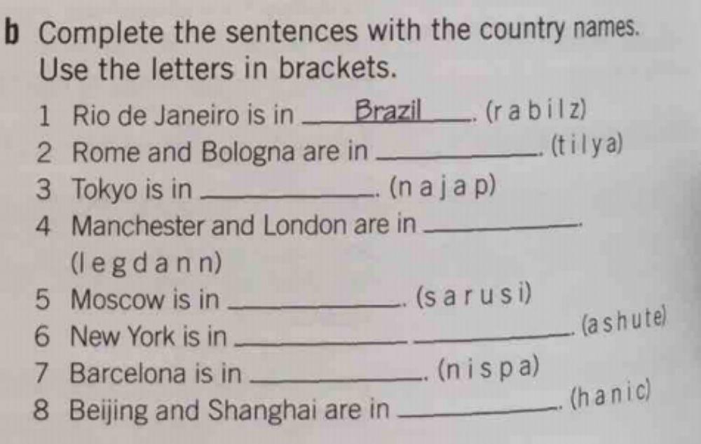 Countries - verb tobe