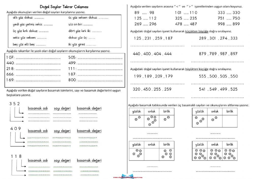 Basamak adlari ve basamak değeri̇