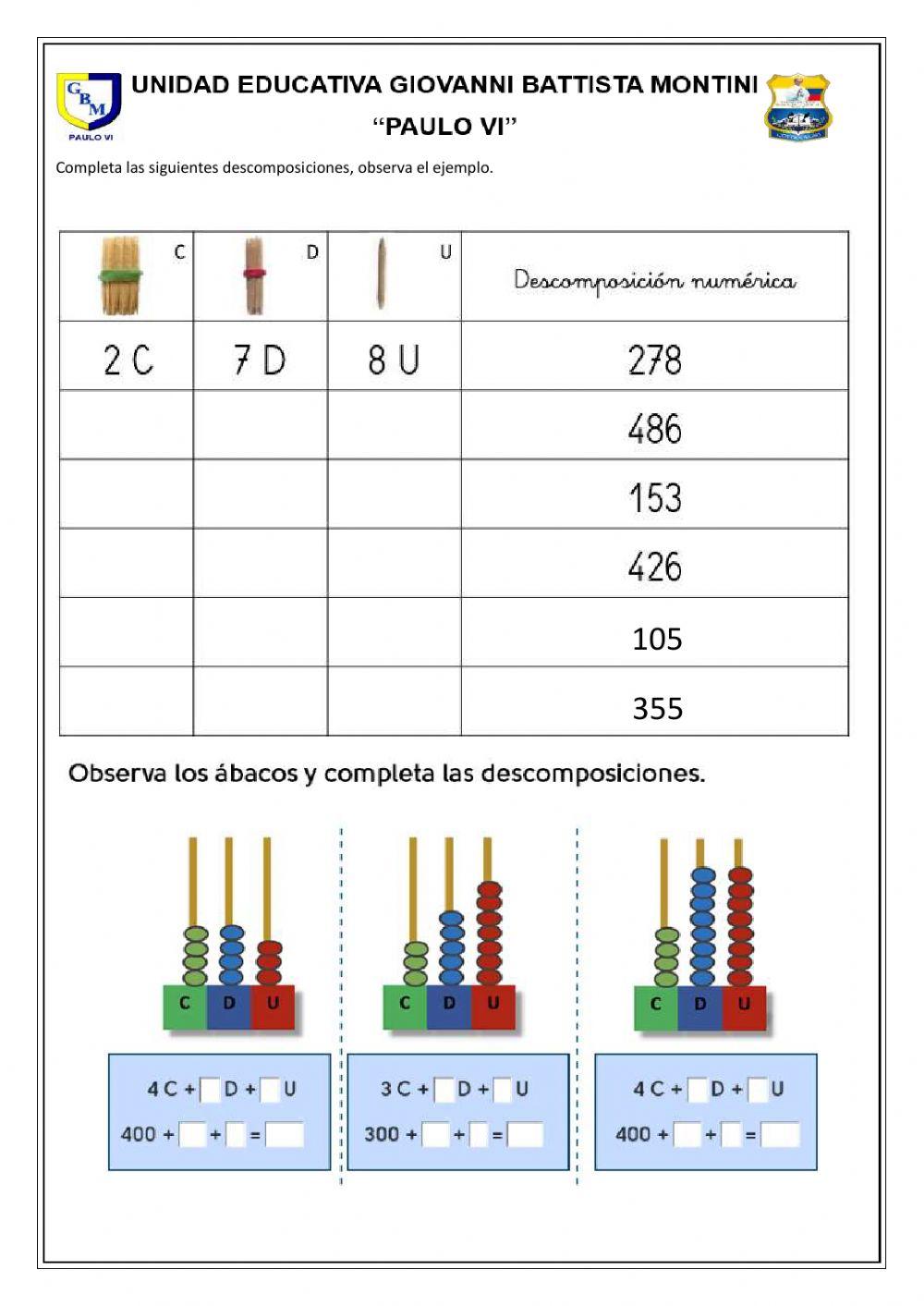 Descomposición de cantidades