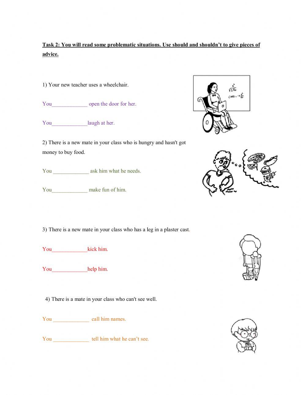 Exercise should-shouldn't