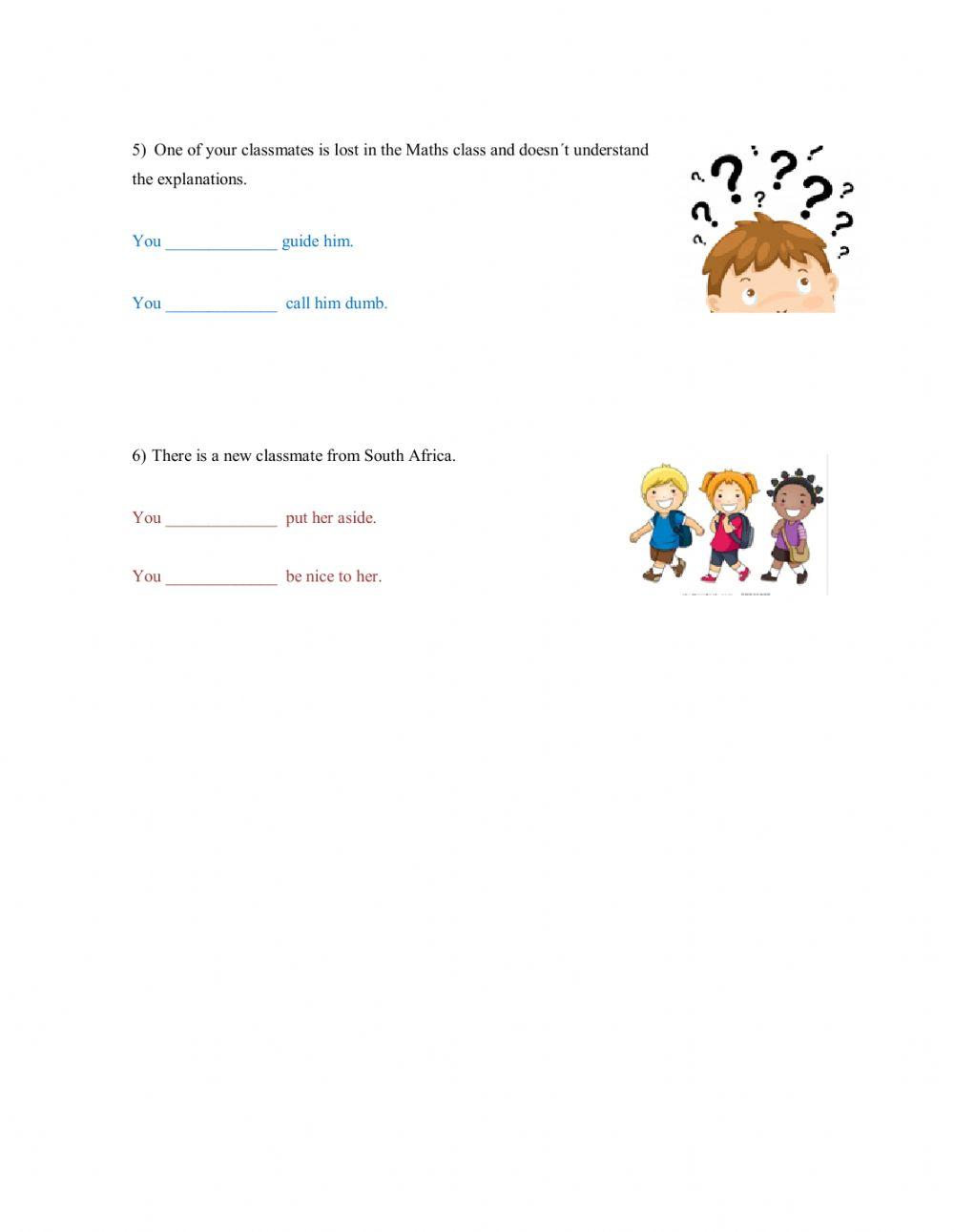 Exercise should-shouldn't