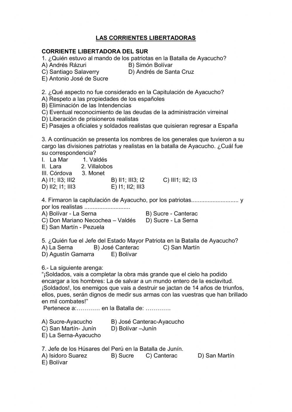 La corriente libertadora del Perú