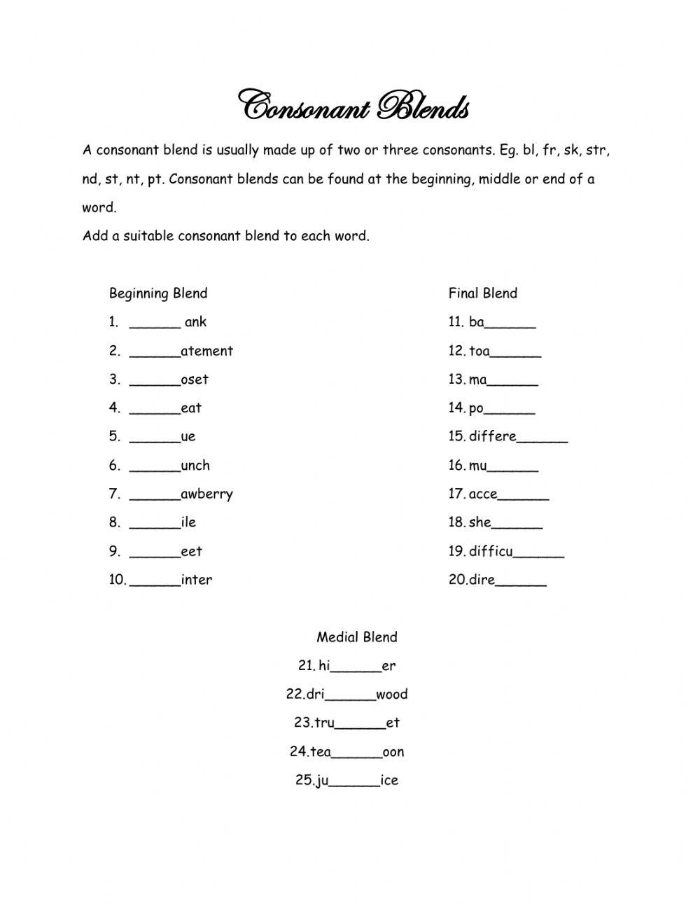 Consonant Blends