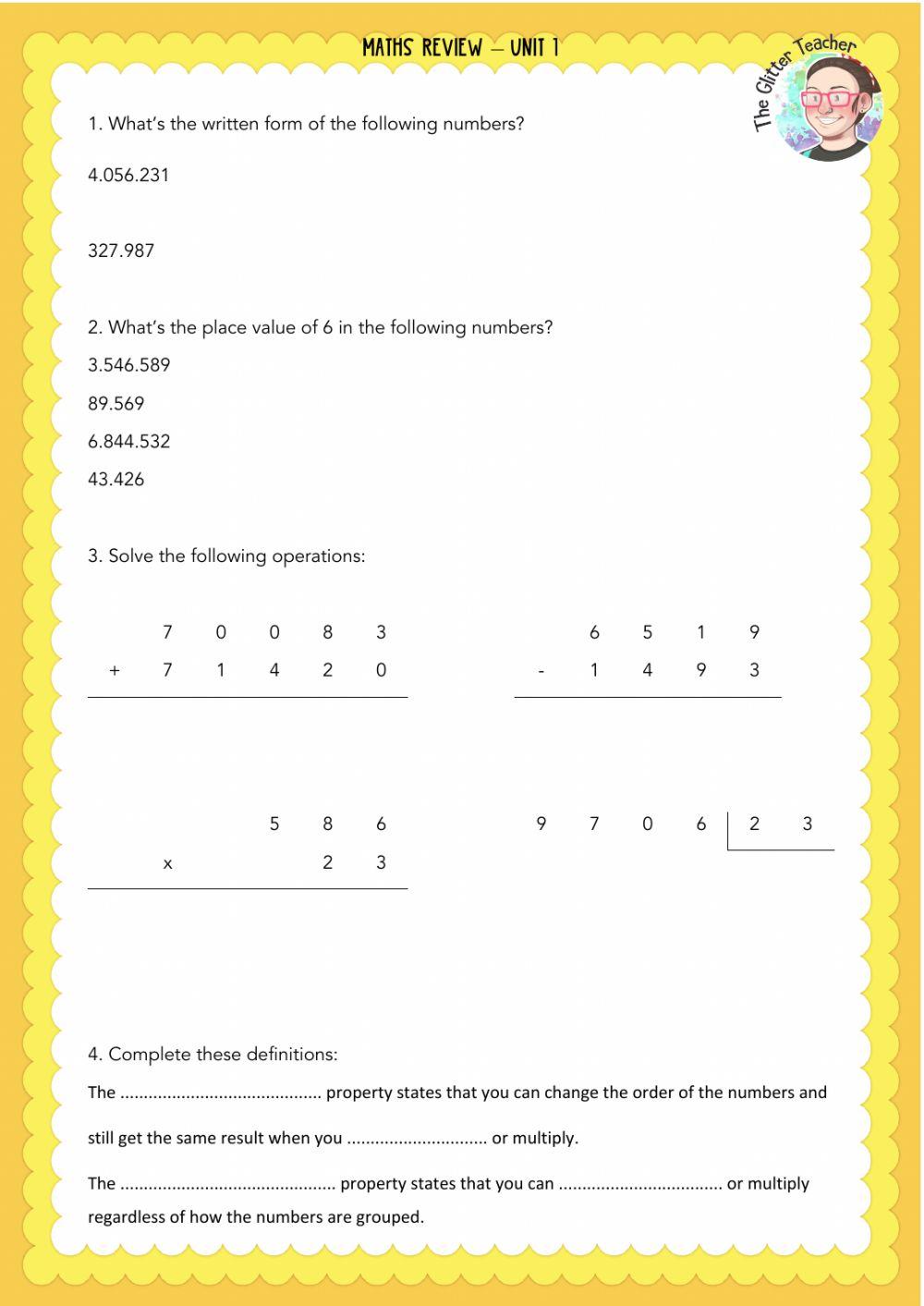 Unit 1 basic operations worksheet live worksheets