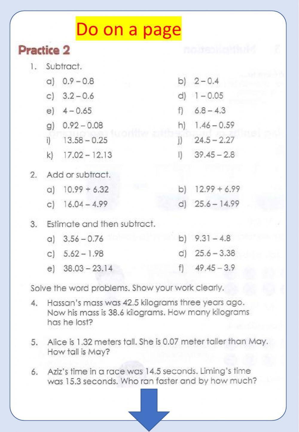 Mathematics - 4B - Decimal Operations B
