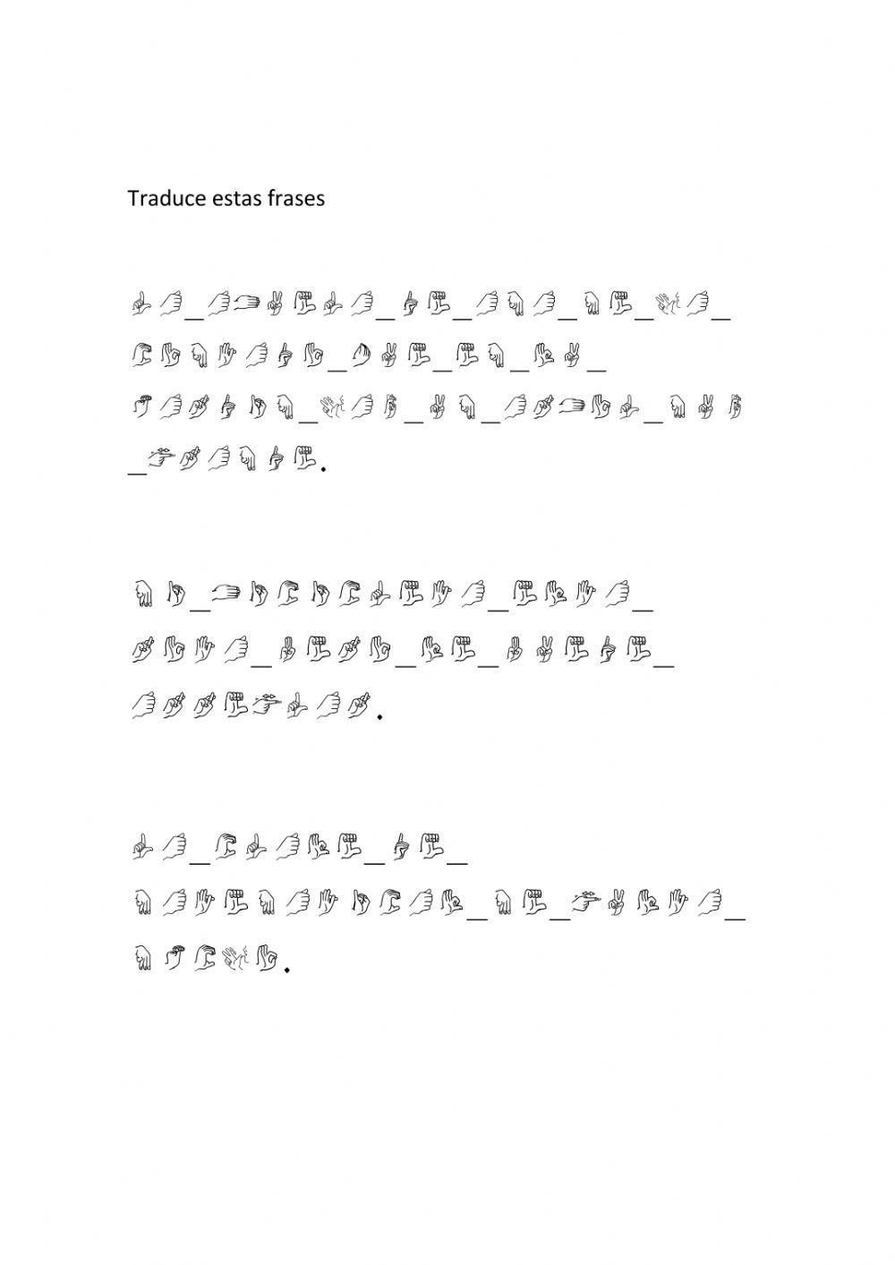 Traducción de frases de la LS al castellano