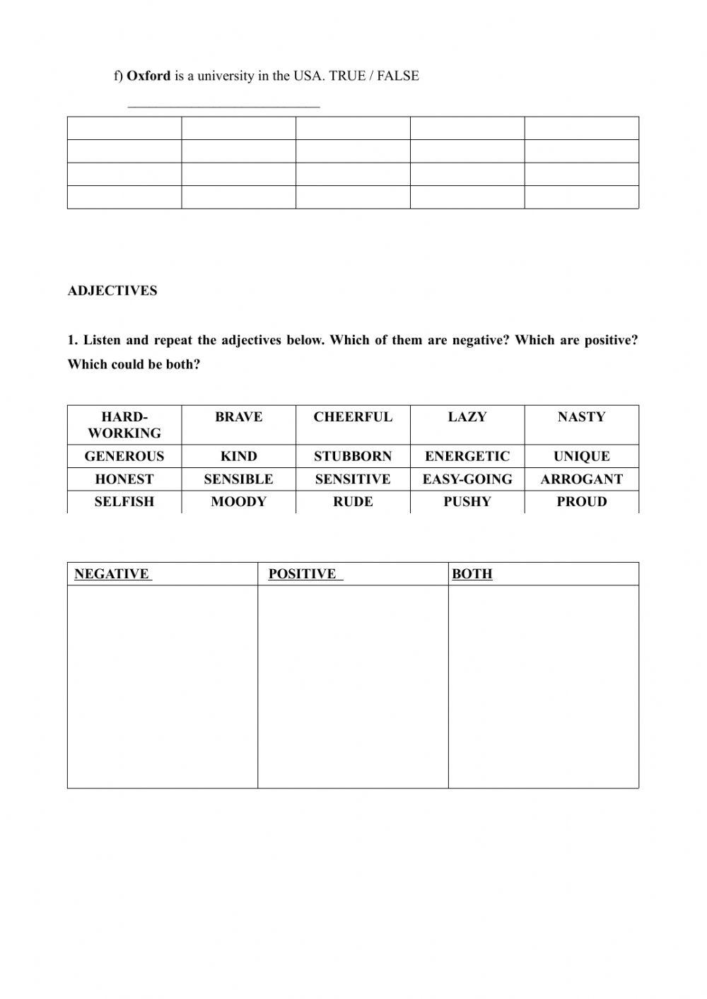 Revision of vocabulary
