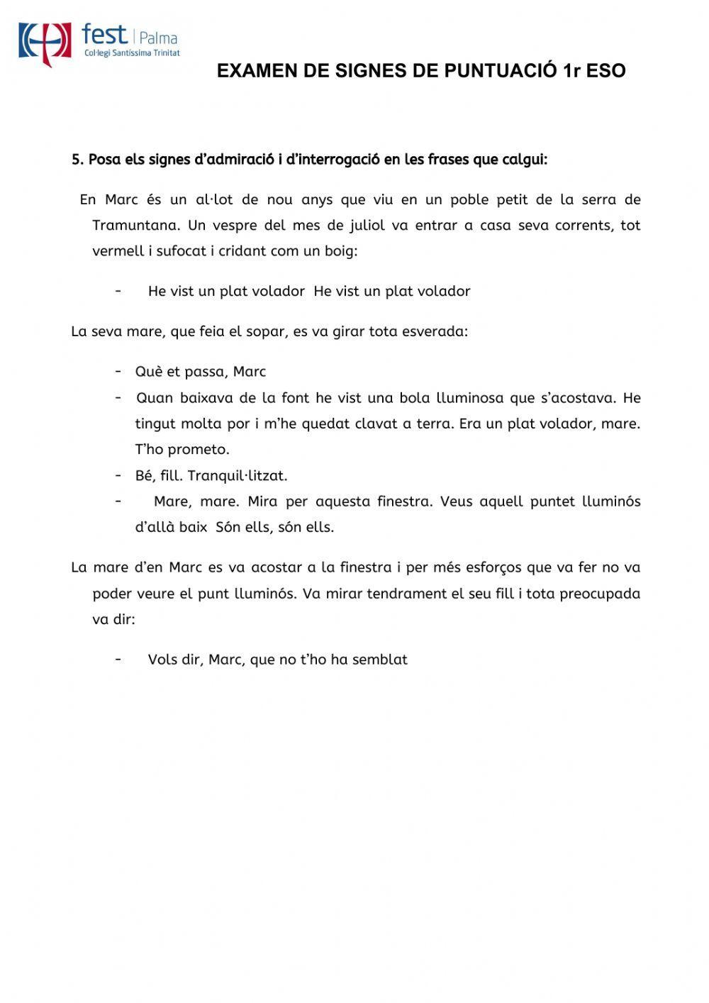 Examen signes de puntuació