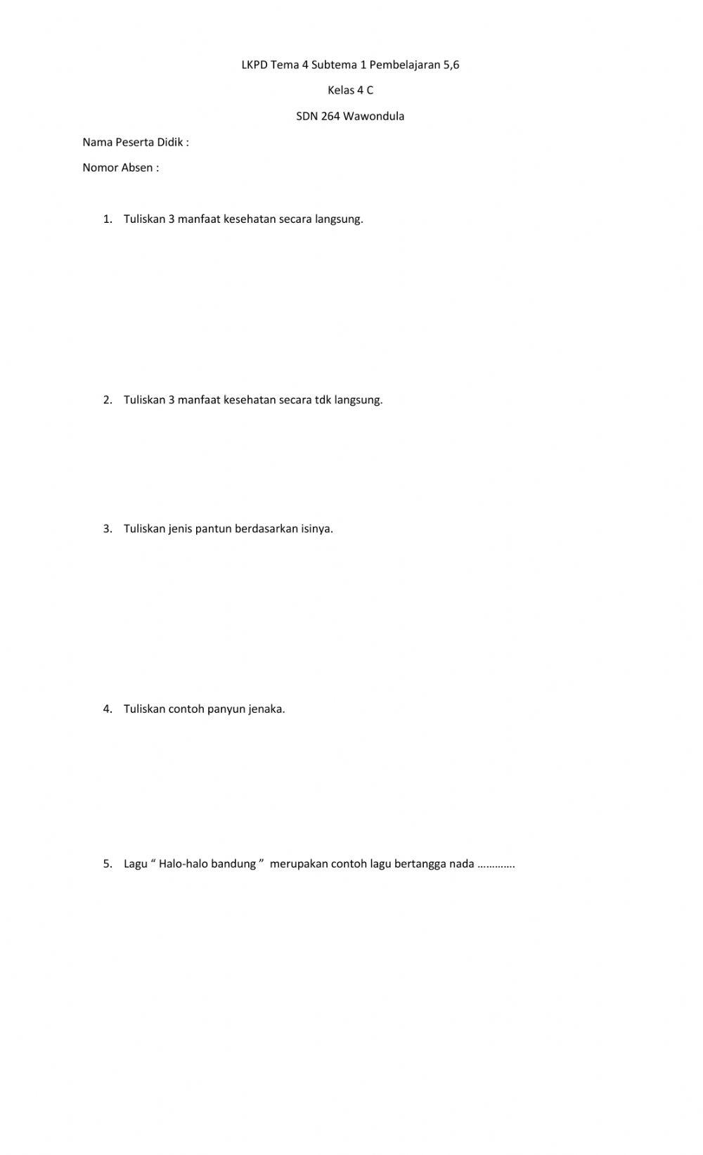 LKPD Tema 4 st 1 Pembelajaran 5,6