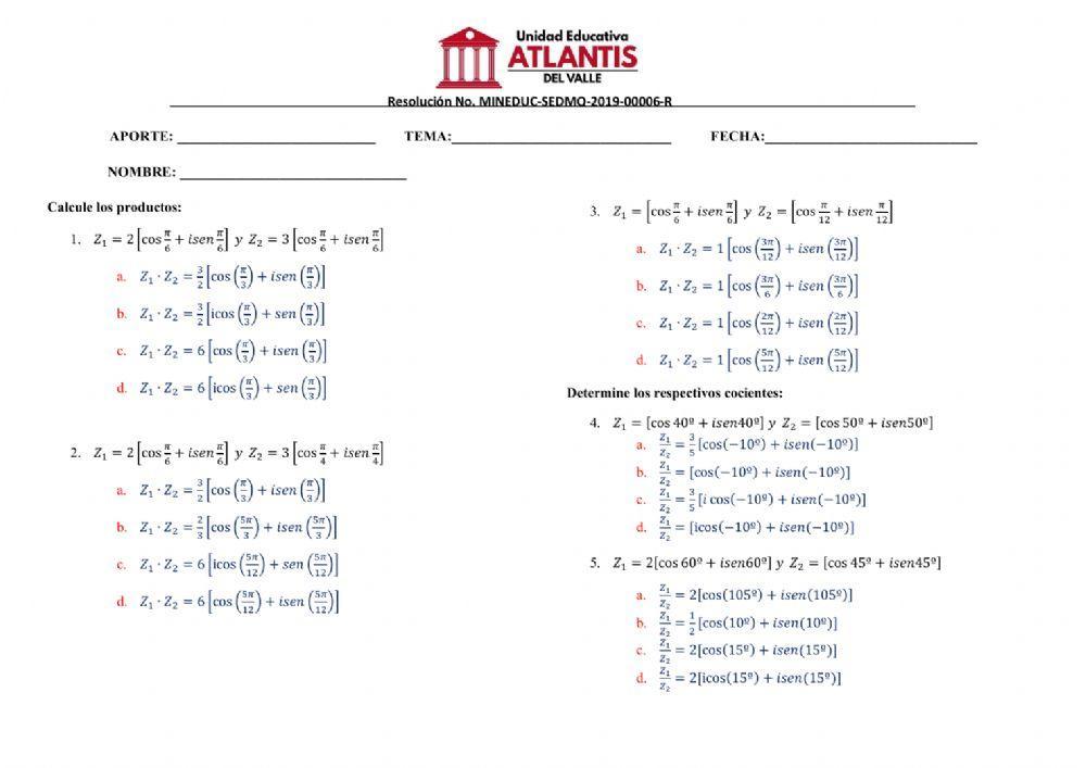Operaciones con Z en forma polar