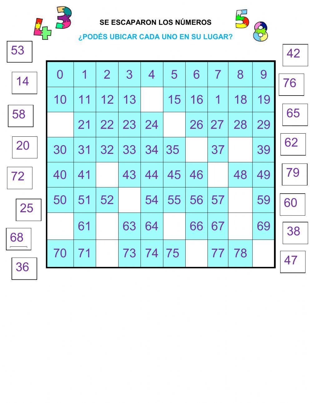 Castillo de números hasta 79