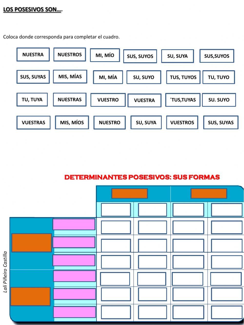 REPASEMOS LAS FORMAS DE LOS DEMOSTRATIVOS y DE LOS POSESIVOS