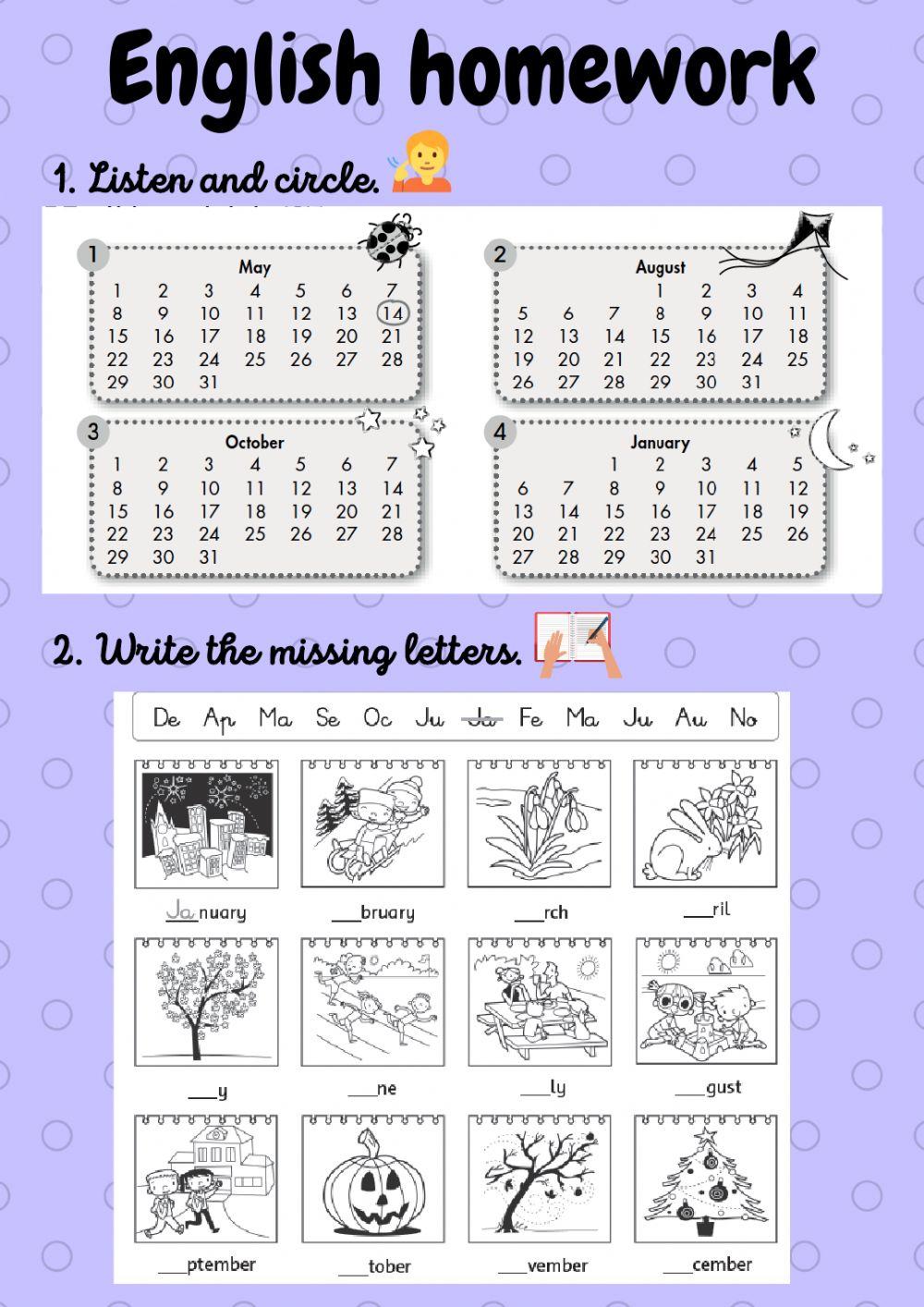 English homework interactive worksheet | Live Worksheets