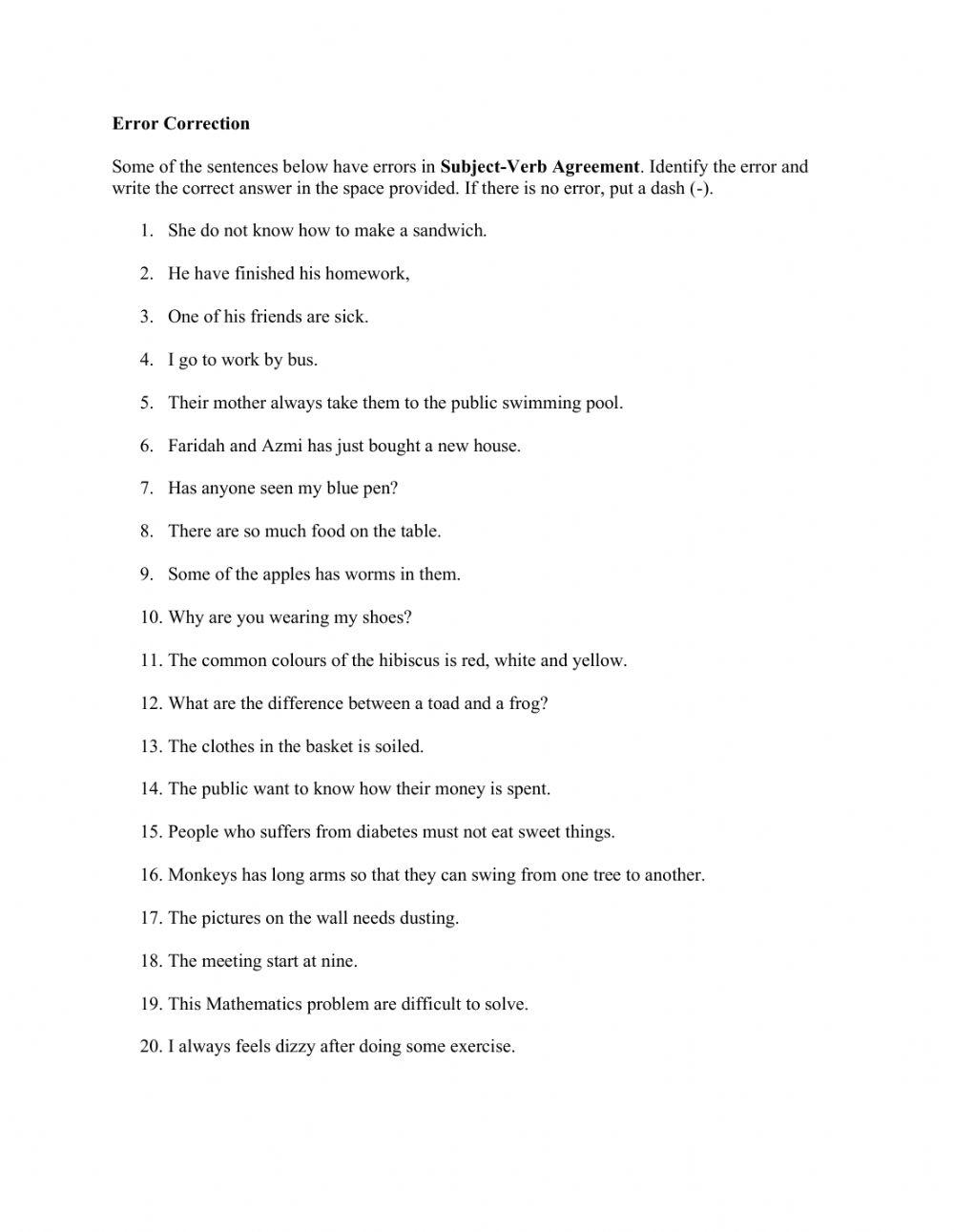 Subject Verb Agreement